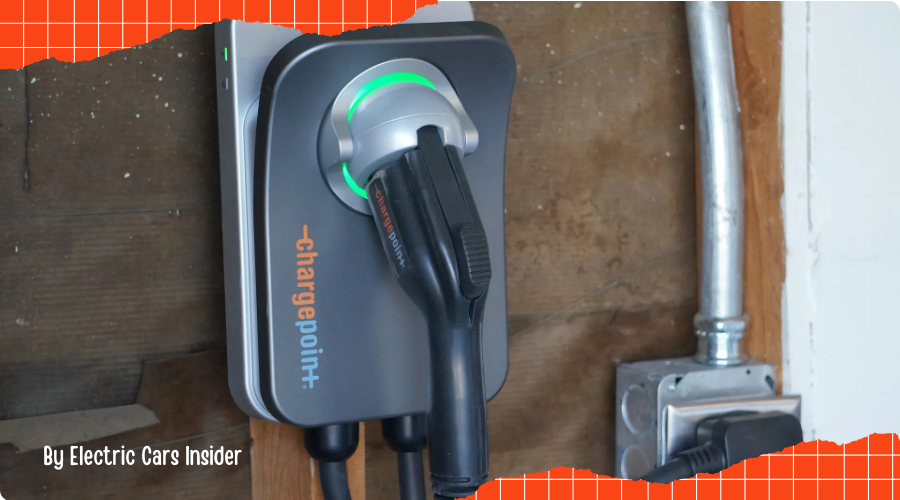 Installing a home EV charger - Electric car plugged into a home charging station