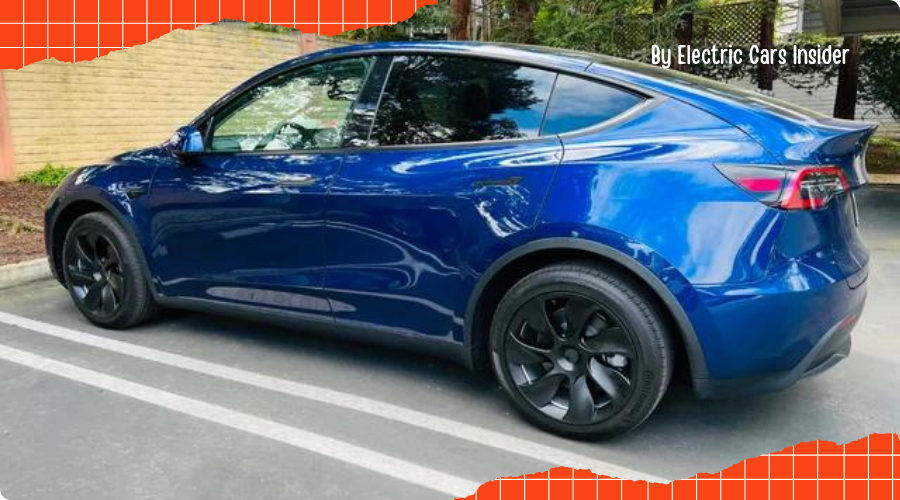 Tesla Model Y parked on a scenic road